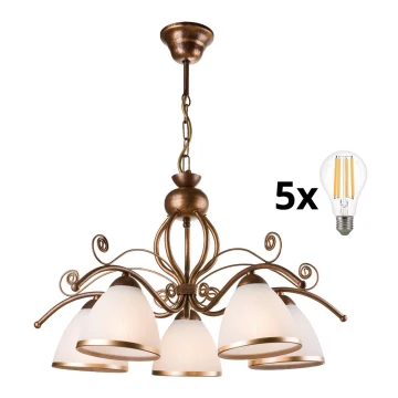 Brilagi - LED Candeeiro suspenso ANTICO 5xE27/60W/230V bronze pátina