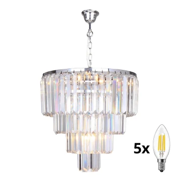 Brilagi - LED Candeeiro suspenso de cristal MOZART 5xE14/40W/230V cromado brilhante