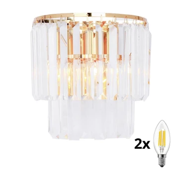 Brilagi - LED Iluminação de parede de cristal MOZART 2xE14/40W/230V dourado