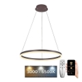Brilagi - Lustre LED dimerizável suspenso por cabo CIRCLE LED/42W/230V 3000-6500K Ø 60 cm castanho + comando à distância