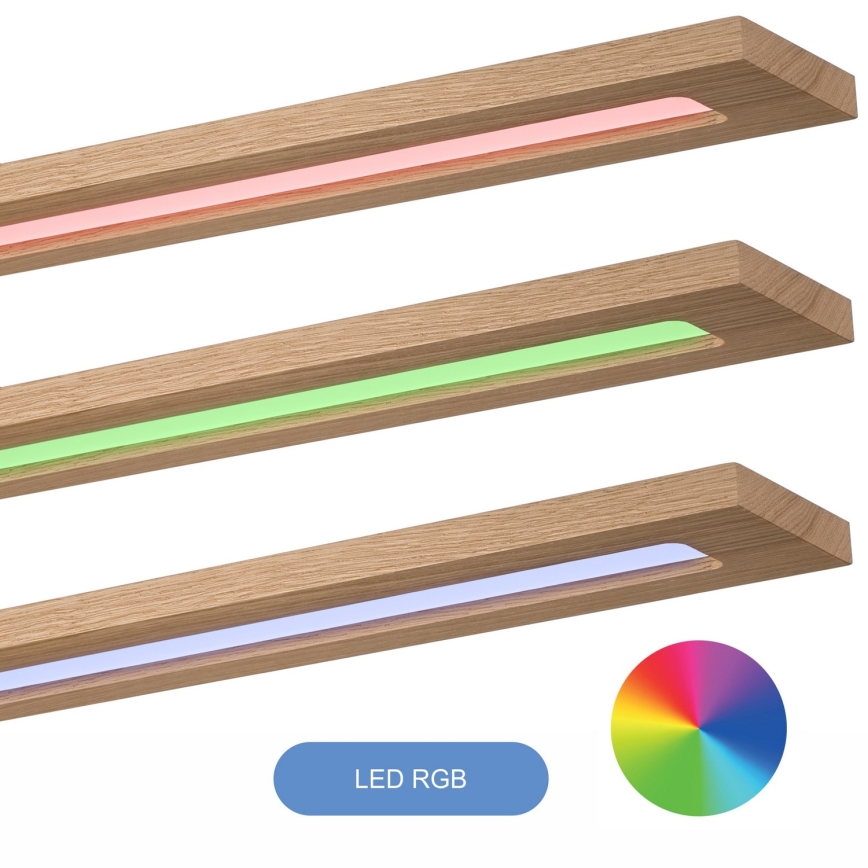 Brilagi - Painel LED RGBW com regulação WOODY FRAME LED/34W/230V 2700-6500K carvalho + comando