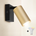Brilagi - Spot de parede LED RGBW dimerizável SELE 1xGU10/6W/230V 3000K preto/dourado + comando remoto