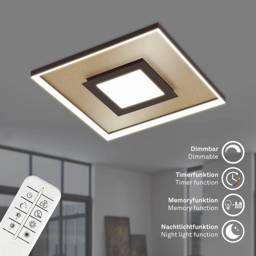 Briloner 3641-017 - Iluminação de teto LED com regulação FRAME LED/30W/230V 2700-6500K dourado + comando