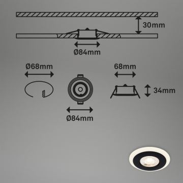 Briloner 7039-035 - CONJUNTO 3x Focos de encastrar LED para casa de banho  LED/5W/230V IP44