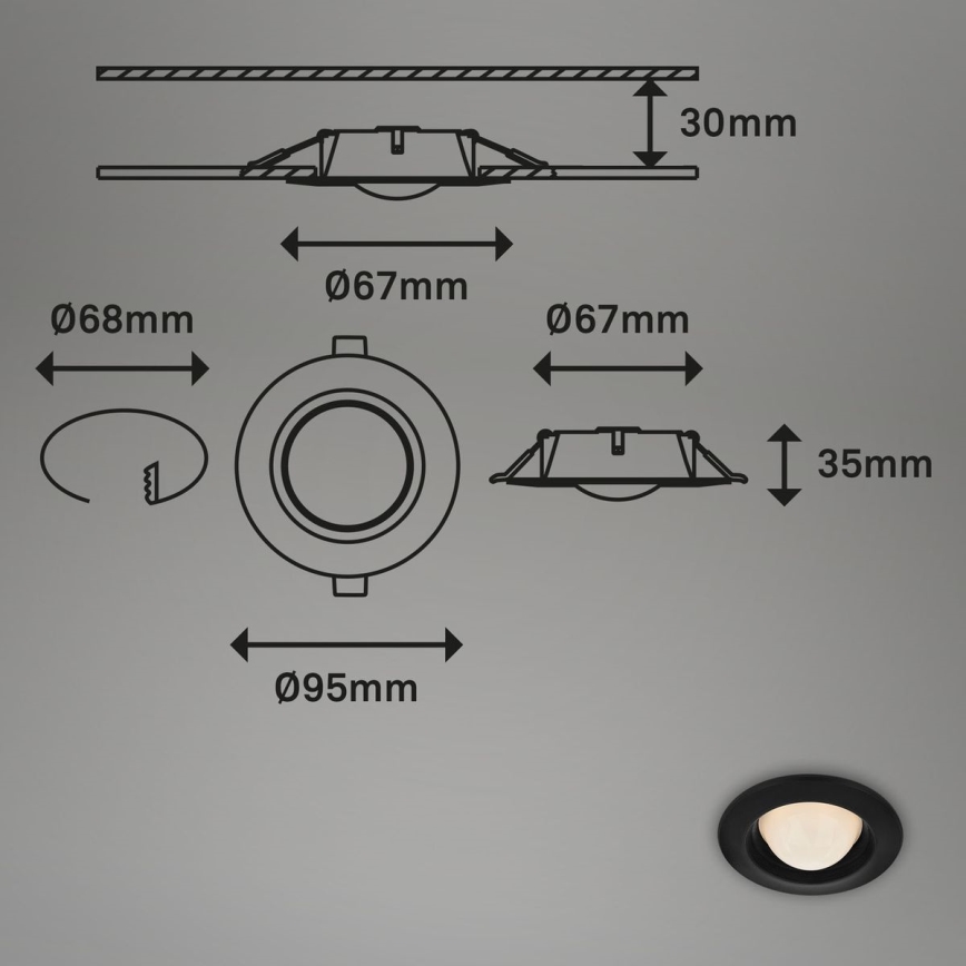 Briloner 7056-035 - CONJUNTO 3x Focos de encastrar LED para casa de banho  LED/3W/230V IP44