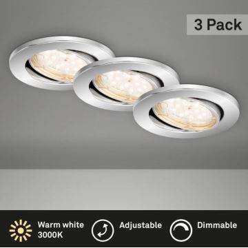 Briloner 7219-038 - CONJUNTO 3x Foco de encastrar de casa de banho LED com regulação 1xGU10/5W/230V IP23