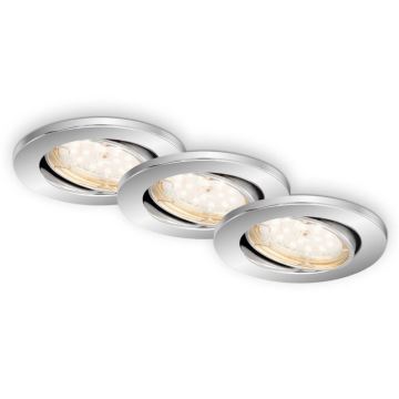 Briloner 7219-038 - CONJUNTO 3x Foco de encastrar de casa de banho LED com regulação 1xGU10/5W/230V IP23