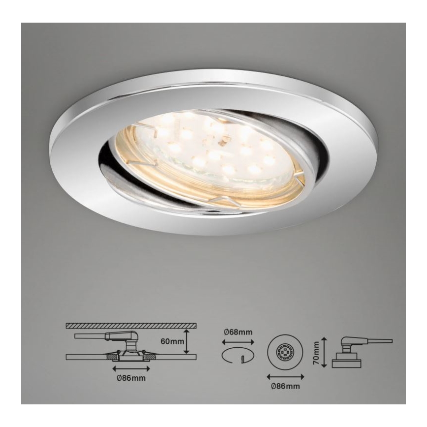 Briloner 7219-038 - CONJUNTO 3x Foco de encastrar de casa de banho LED com regulação 1xGU10/5W/230V IP23