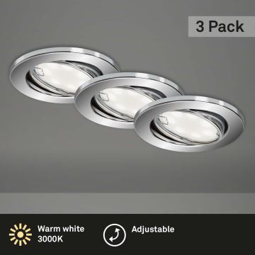 Briloner 7221-038 - CONJUNTO 3x Foco de encastrar de casa de banho LED 1xGU10/3W/230V IP23 cromado brilhante