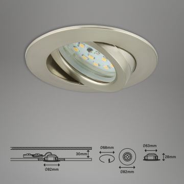 Briloner 7296-012 - Foco de encastrar para casa de banho LED com regulação ATTACH LED/6,5W/230V IP23 cromado