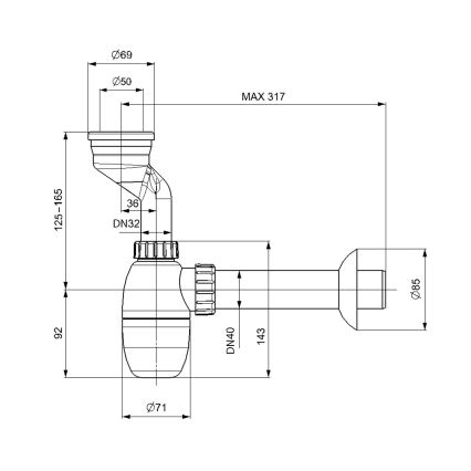 Bruckner - Sifão para urinol com braçadeira DN40 branco
