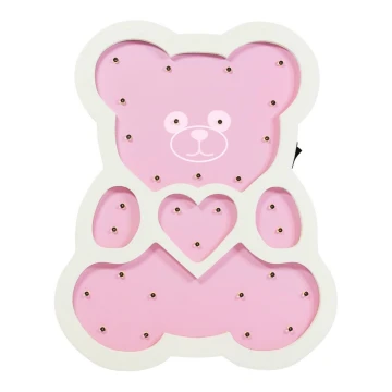 Candeeiro de criança LED LED/2xAA urso rosa