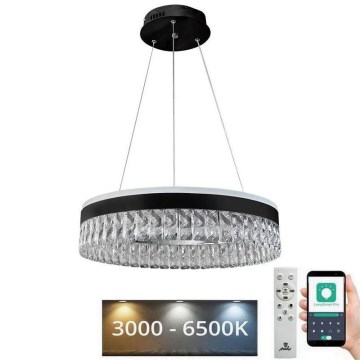 Candeeiro de cristal suspenso LED com regulação LED/90W/230V 3000-6500K preto + comando