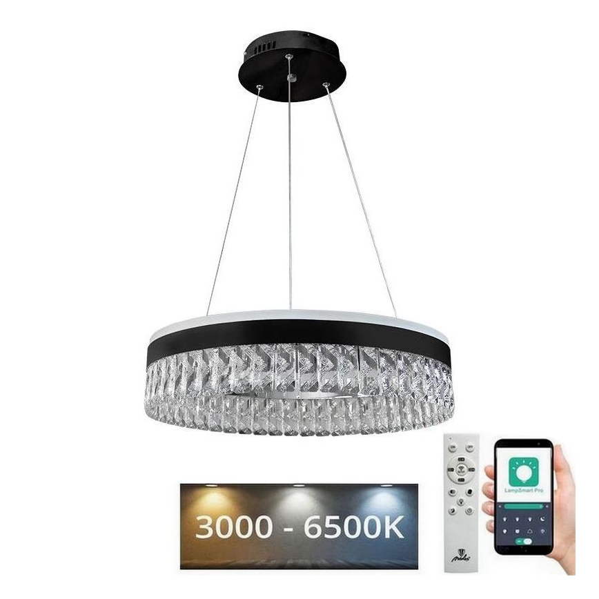 Candeeiro de cristal suspenso LED com regulação LED/90W/230V 3000-6500K preto + comando