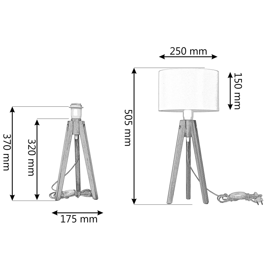 Candeeiro de mesa ALBA 1xE27/60W/230V creme/pinho