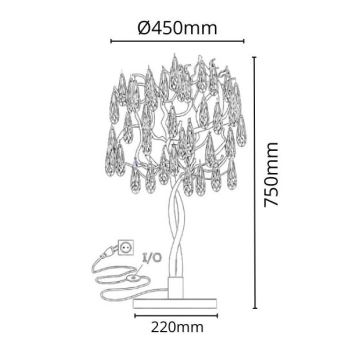 Candeeiro de mesa de cristal 5xG9/40W/230V dourado