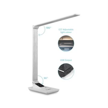 Candeeiro de mesa LED com regulação e porta USB LED/7W/230V 3000K/4000K/5500K branco