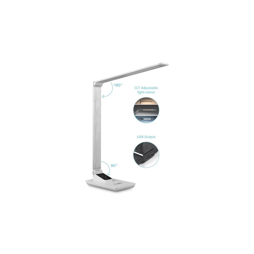 Candeeiro de mesa LED com regulação e porta USB LED/7W/230V 3000K/4000K/5500K branco