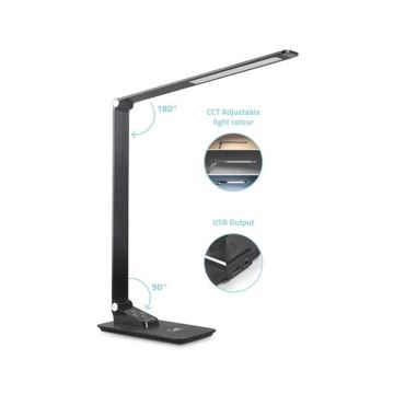 Candeeiro de mesa LED com regulação e porta USB LED/7W/230V 3000K/4000K/5500K preto