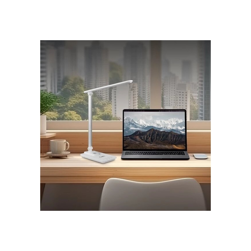 Candeeiro de mesa LED com regulação e porta USB LED/9W/230V 3000K/4000K/5500K branco