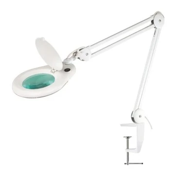 Candeeiro de mesa LED com uma lupa LED/9W/230V branco