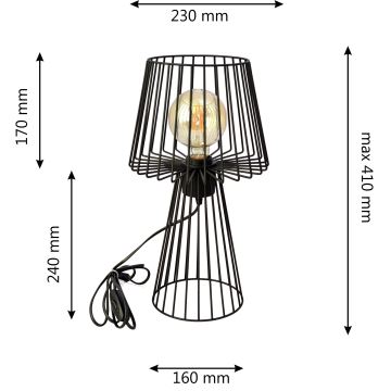 Candeeiro de mesa TORRI 1xE27/15W/230V preto