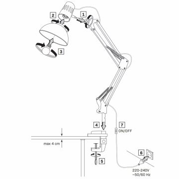 Candeeiro de mesa WORKER 1xE27/10W/230V branco