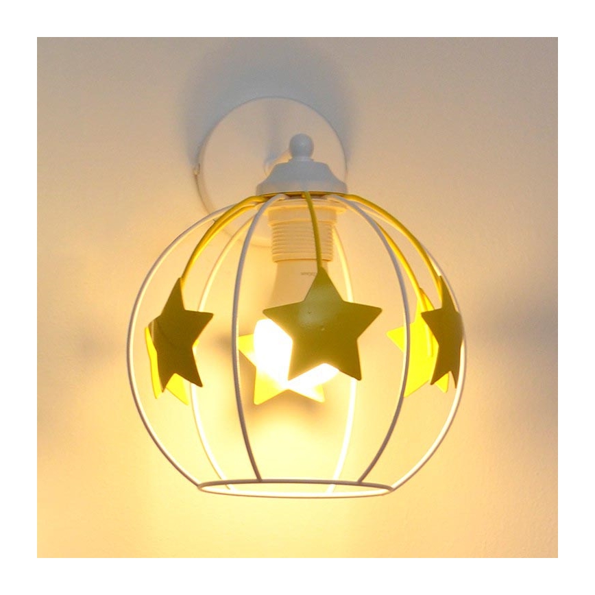 Candeeiro de parede para crianças STARS 1xE27/15W/230V amarelo/branco