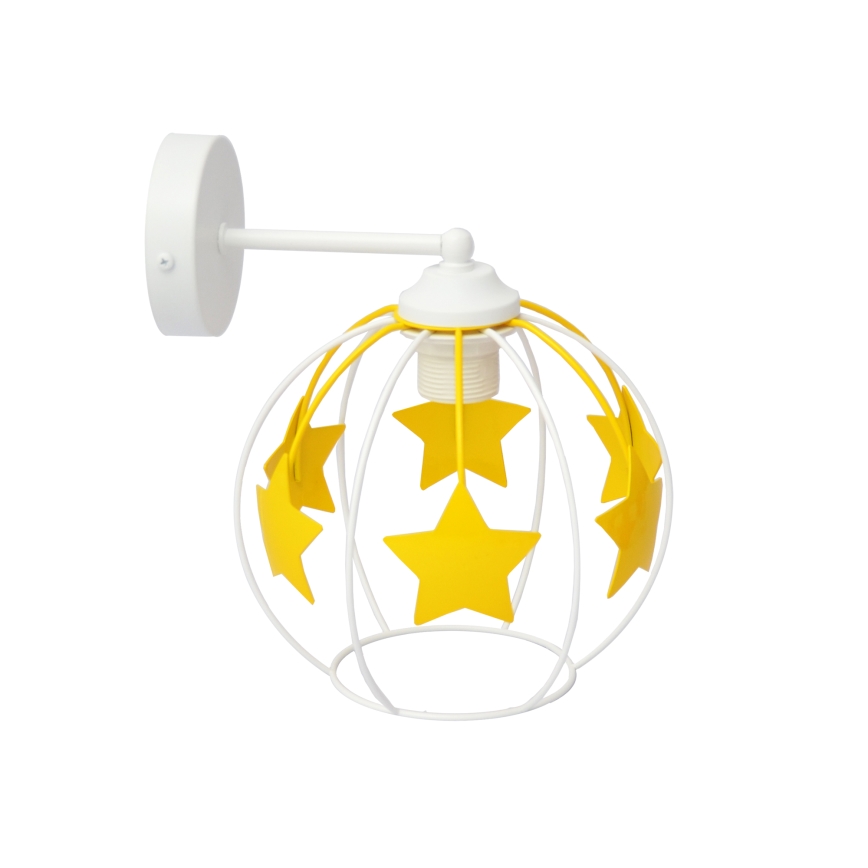 Candeeiro de parede para crianças STARS 1xE27/15W/230V amarelo/branco