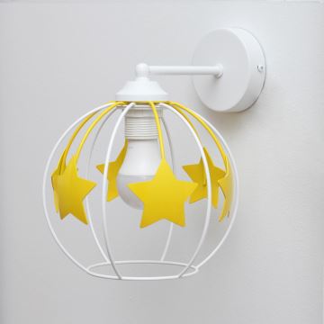 Candeeiro de parede para crianças STARS 1xE27/15W/230V amarelo/branco