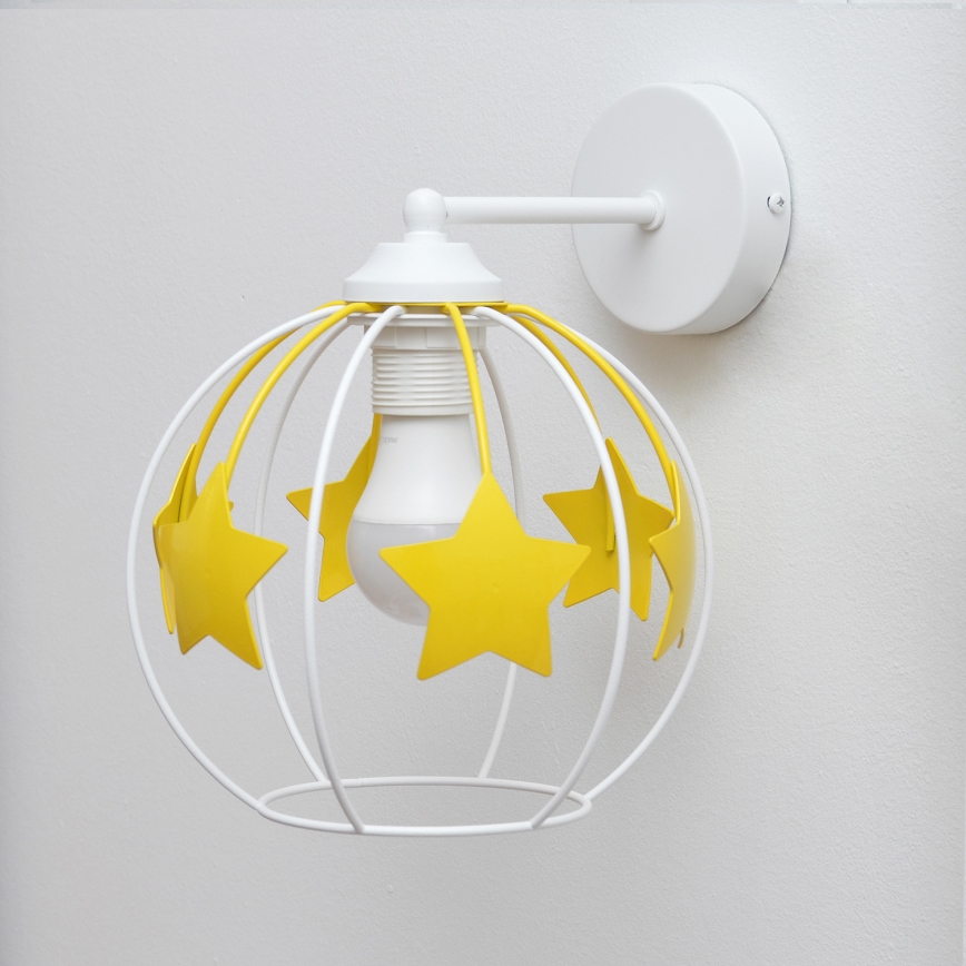 Candeeiro de parede para crianças STARS 1xE27/15W/230V amarelo/branco