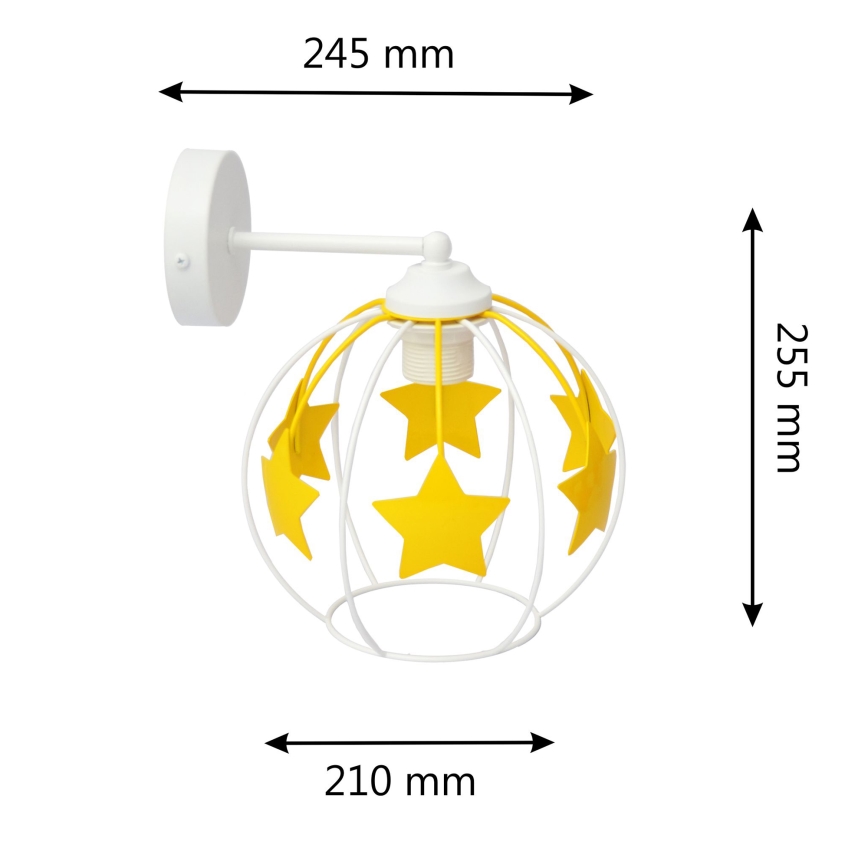 Candeeiro de parede para crianças STARS 1xE27/15W/230V amarelo/branco