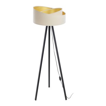 Candeeiro de pé GALAXY 1xE27/60W/230V creme/wengué