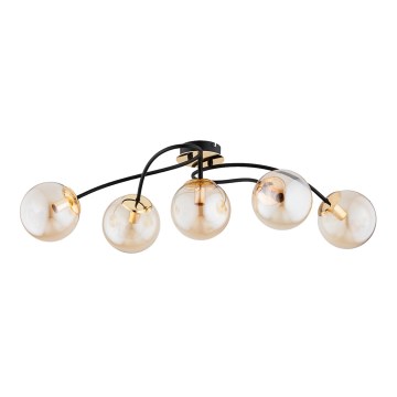 Candeeiro integrado GILIAN 5xE14/40W/230V preto/dourado