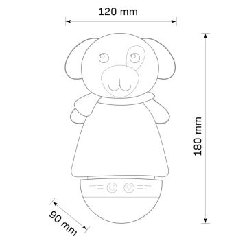 Candeeiro noturno LED RGB de criança com melodia 3xAAA/5V cãozinho