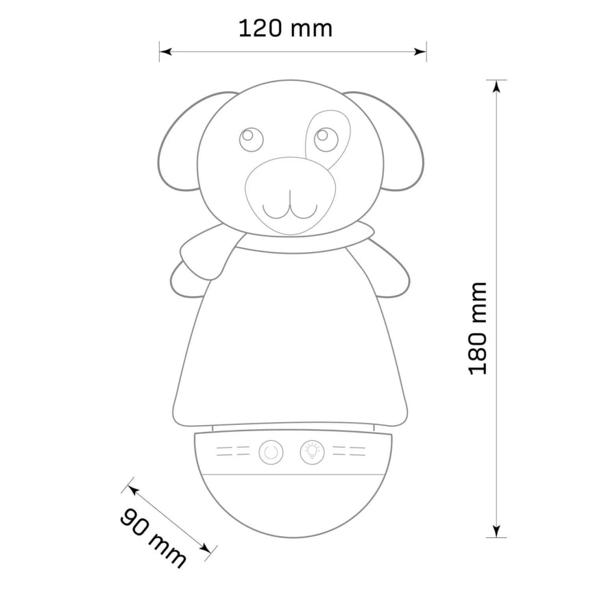 Candeeiro noturno LED RGB de criança com melodia 3xAAA/5V cãozinho