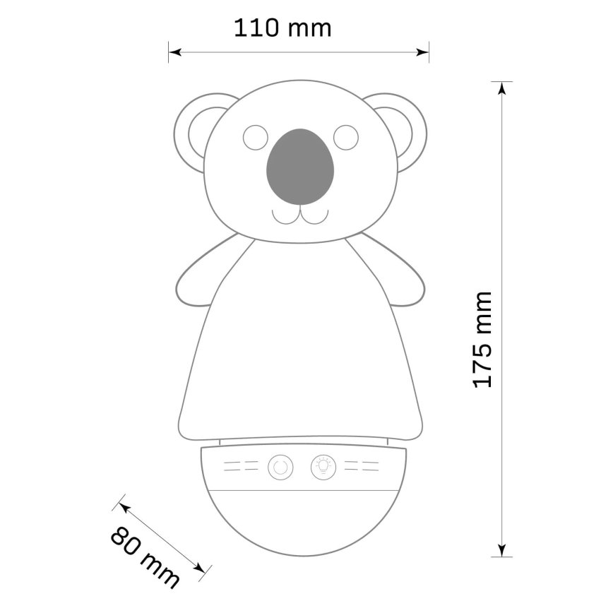 Candeeiro noturno LED RGB de criança com melodia 3xAAA/5V coala