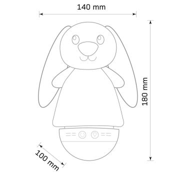 Candeeiro noturno LED RGB de criança com melodia 3xAAA/5V coelho