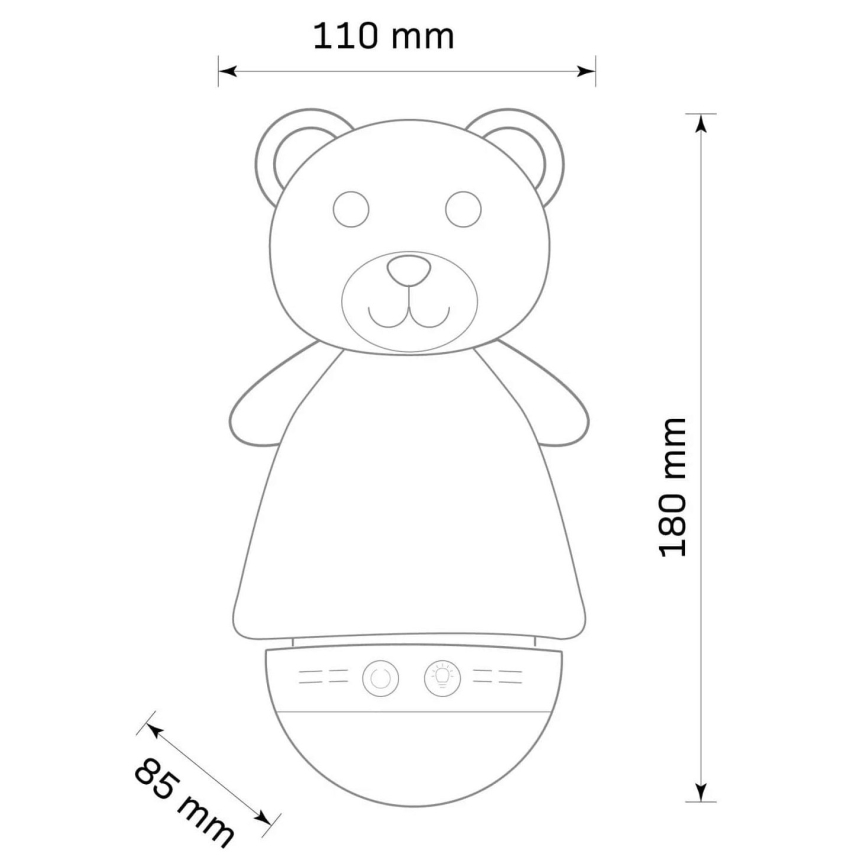 Candeeiro noturno LED RGB de criança com melodia 3xAAA/5V urso