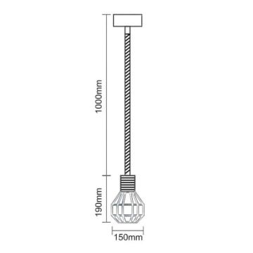 Candeeiro suspenso 1xE27/60W/230V diâmetro 15 cm