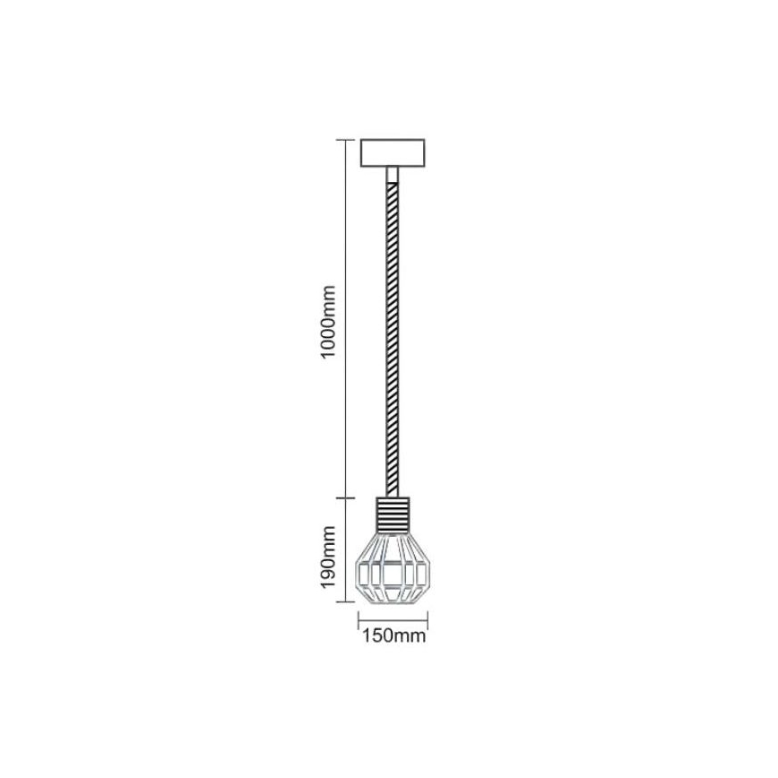 Candeeiro suspenso 1xE27/60W/230V diâmetro 15 cm