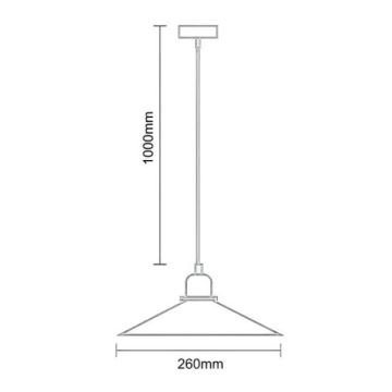 Candeeiro suspenso 1xE27/60W/230V diâmetro 26 cm preto