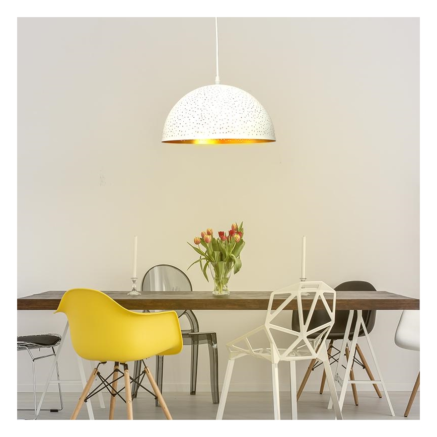 Candeeiro suspenso 1xE27/60W/230V diâmetro 30 cm branco