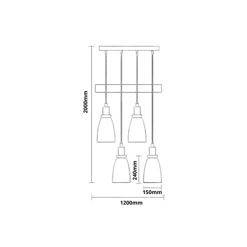 Candeeiro suspenso 4xE27/60W/230V cobre