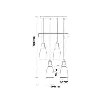 Candeeiro suspenso 4xE27/60W/230V preto