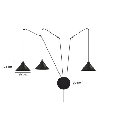 Candeeiro suspenso ABRAMO 3xE27/15W/230V preto