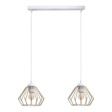 Candeeiro suspenso CEED GOLD 2xE27/60W/230V branco/dourado