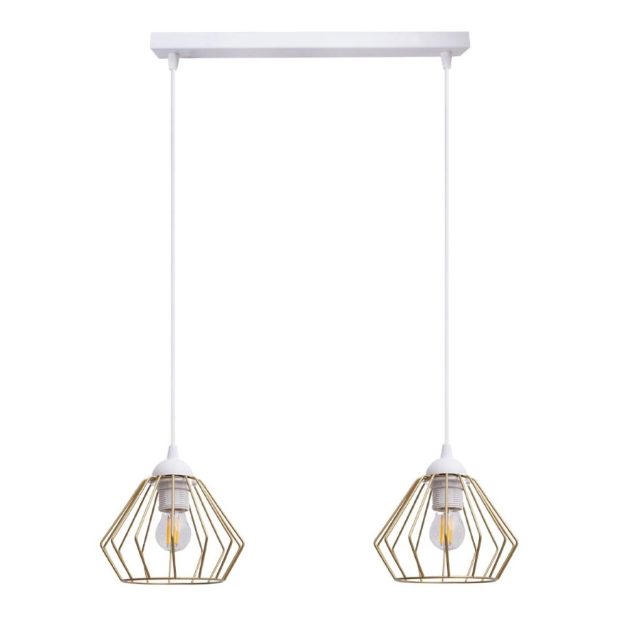 Candeeiro suspenso CEED GOLD 2xE27/60W/230V branco/dourado