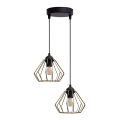 Candeeiro suspenso CEED GOLD 2xE27/60W/230V diâmetro 28 cm preto/dourado