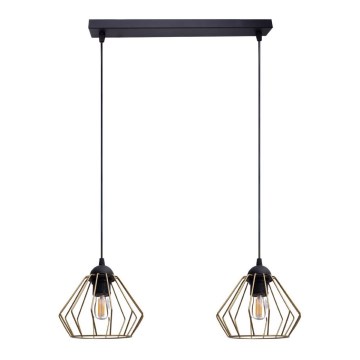 Candeeiro suspenso CEED GOLD 2xE27/60W/230V preto/dourado